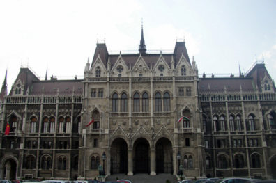 BUDAPEST: We spent some time exploring the grounds in front of the Parliament building. Here is the front of the building, which faces away from the Danube.