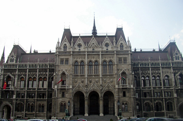 BUDAPEST: We spent some time exploring the grounds in front of the Parliament building. Here is the front of the building, which faces away from the Danube.
