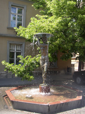 BUDAPEST: This decorative fountain is located in the streets atop the Palace.