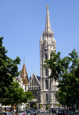BUDAPEST: Neo-Gothic Matthias Church, rebuilt 1896, located on Castle Hill. Emeperor Franz Joseph and Elizabeth were crowned here in 1867 to the music of Franz Liszt's Hungarian Coronation Mass.