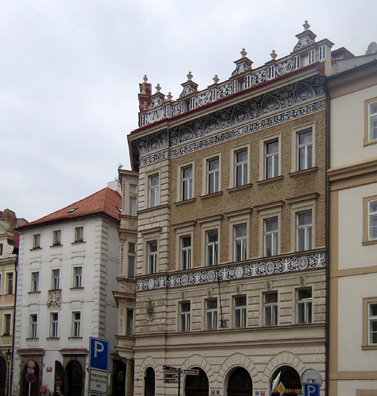 PRAGUE: Another ornate building decorated in a quite different style.