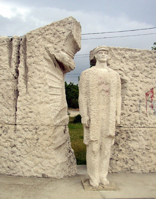 BUDAPEST: This figure looks as if it had crashed through the wall behind like a cartoon character.