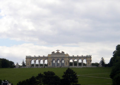 VIENNA: The Gloriette on the hill behind the Palace exists mainly to provide views--of the Palace. Today it overlooks a popular concert venue in the rear gardens.
