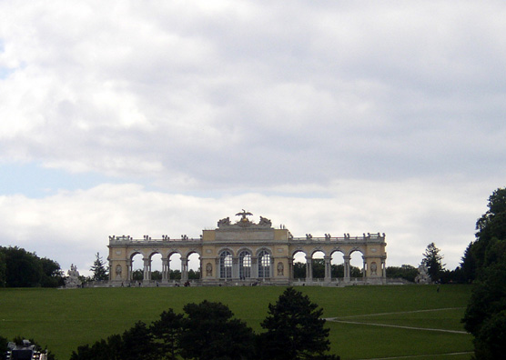 VIENNA: The Gloriette on the hill behind the Palace exists mainly to provide views--of the Palace. Today it overlooks a popular concert venue in the rear gardens.