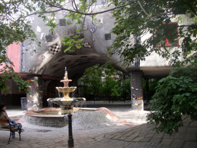 VIENNA: The typically curving paving of the courtyard reflects Hundertwasser's distaste for straight lines.