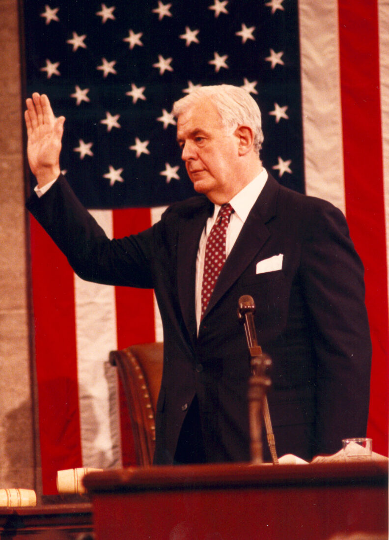 Foley being sworn in, 1989.