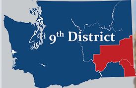 Washington map with 9th District highlighted