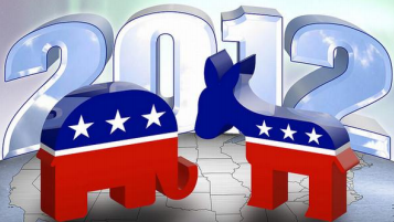 2012 with Democratic and Republican party symbols