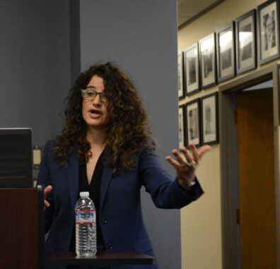 Alison Gash speaking. 