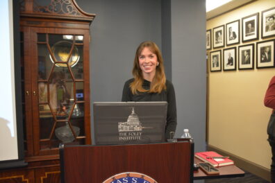 Kathleen Searles at podium.