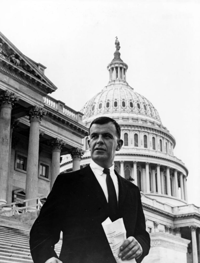 Thomas S. Foley in front of capitol building.