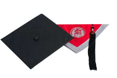 A graduation cap and regalia.