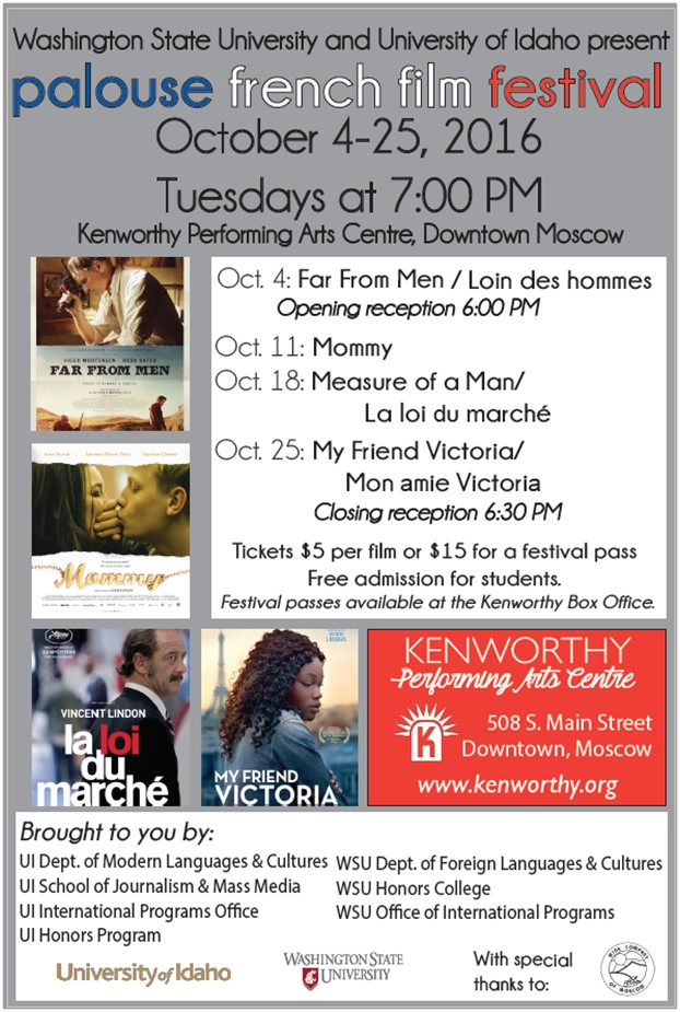 Palouse French Film Festival 2016 Poster - Archival Image