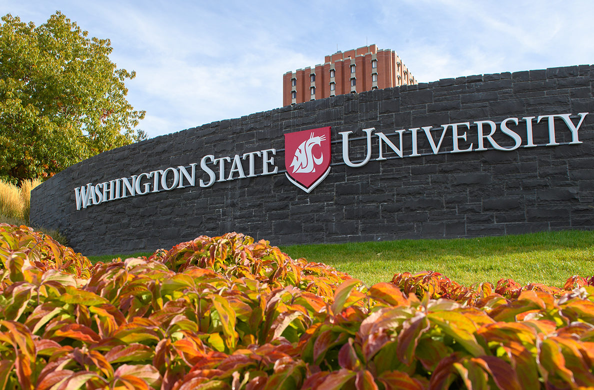 Washington State University sign at campus entrance