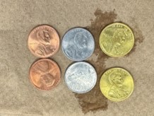 Silver and golden coins experiment.