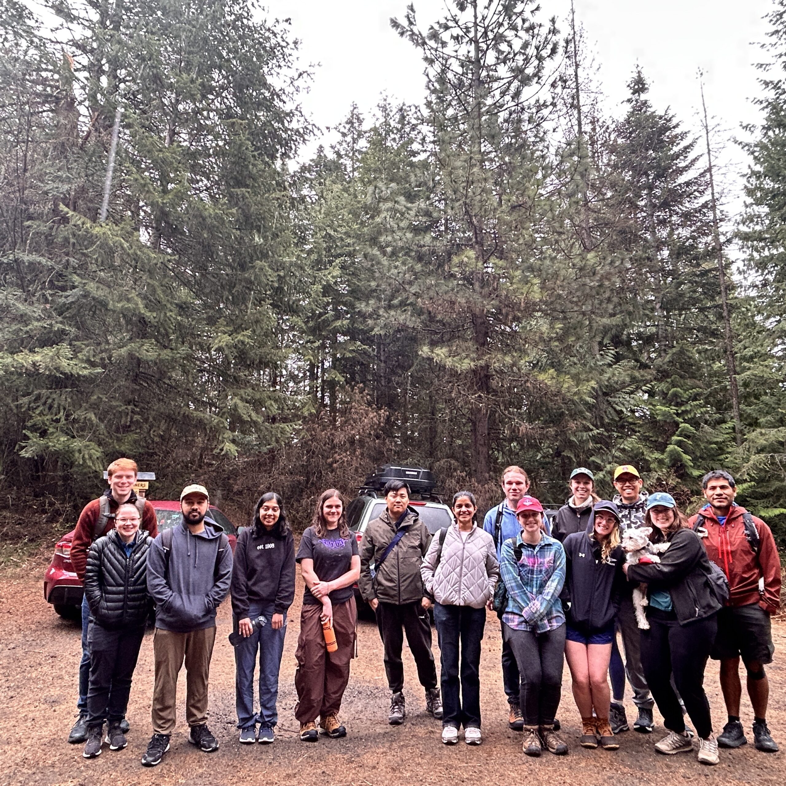 Chemistry students in the woods.