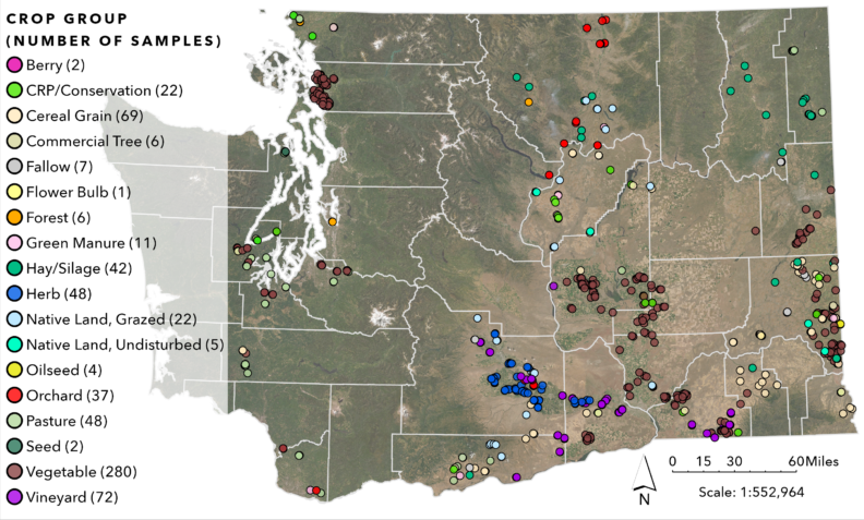 Map of samples sites by WSDA
