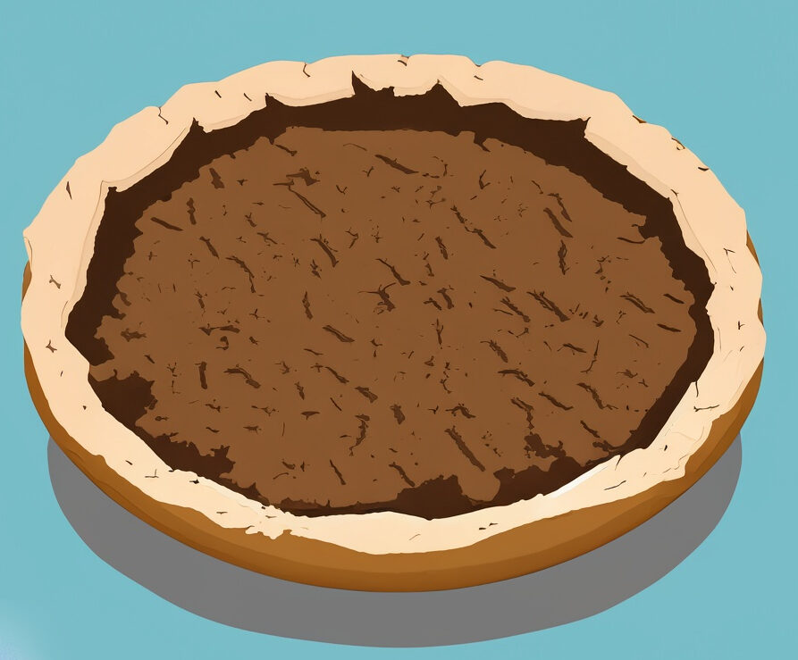 An artistic drawing of a pie made from soil