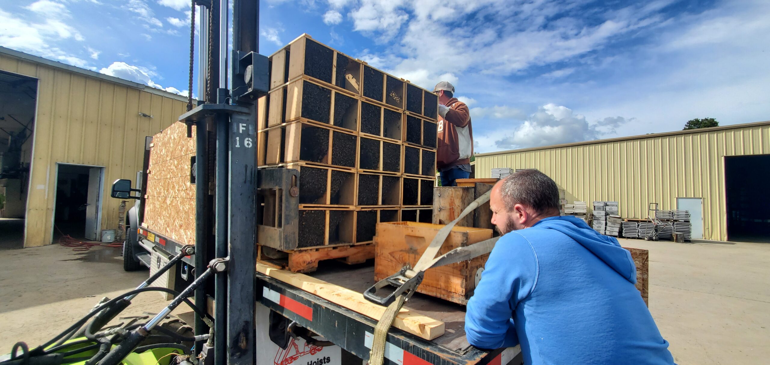 Truck loaded with bee packages