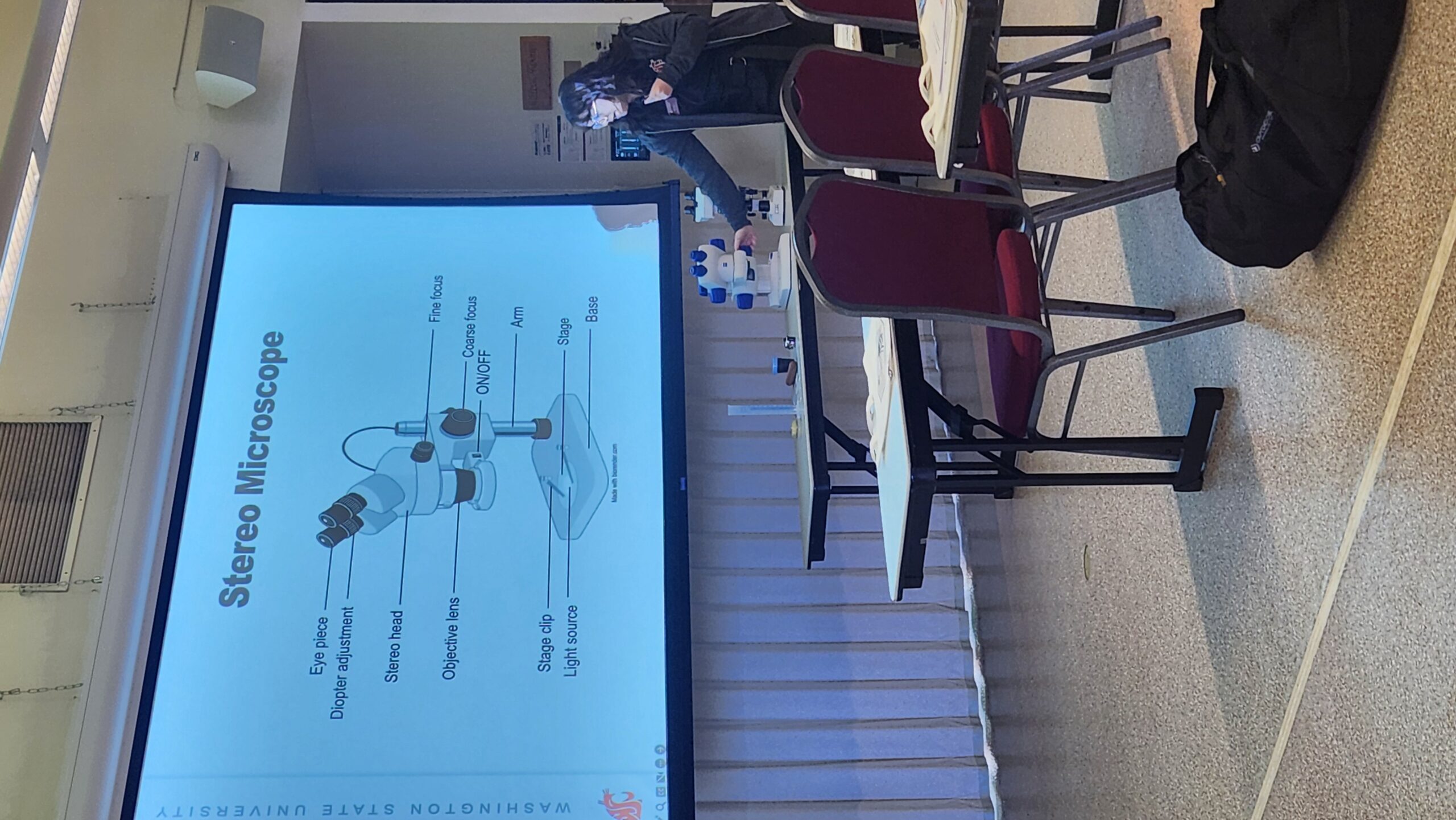 Bri Price talking to group at diagnostic microscopy workshop