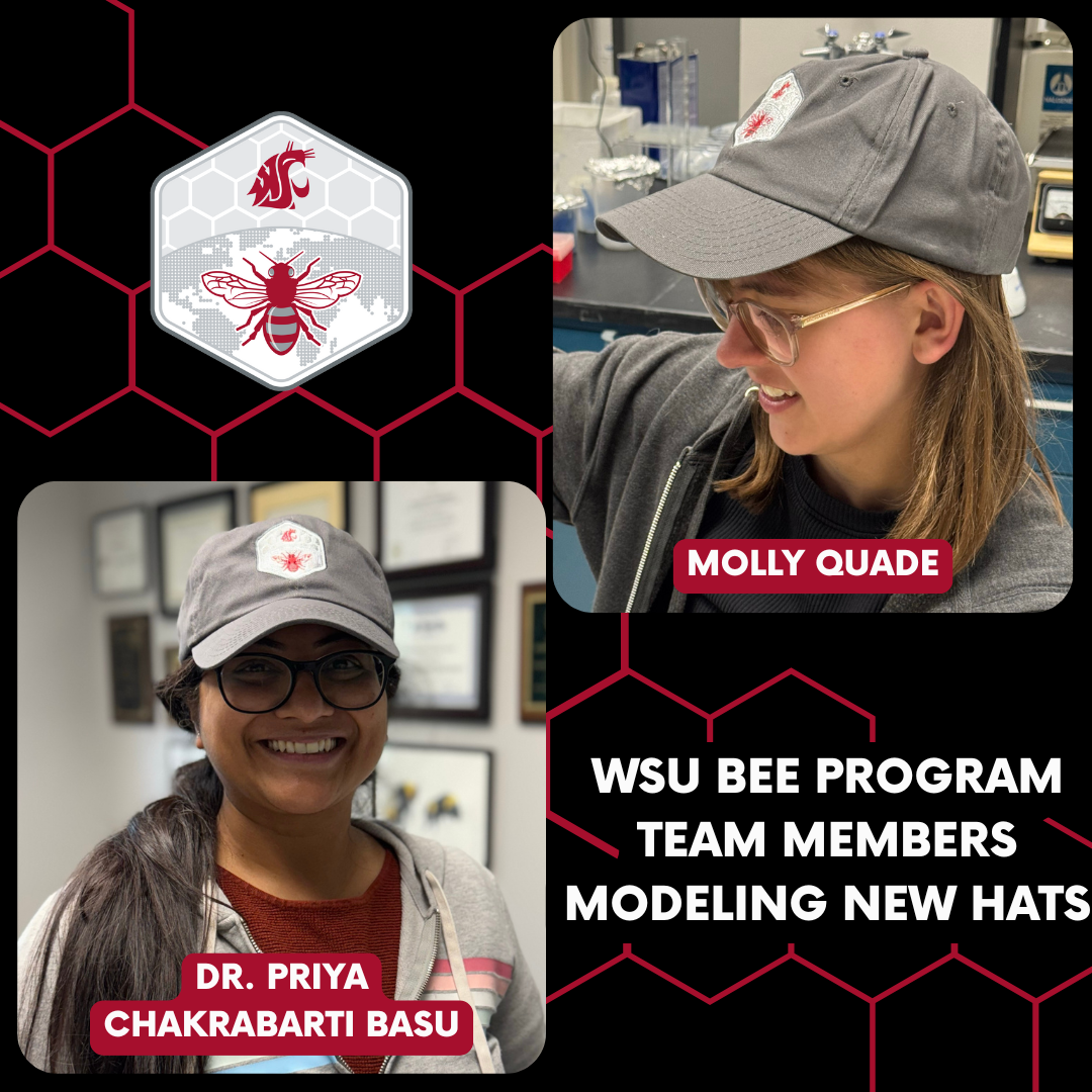 two bee team members wearing hats