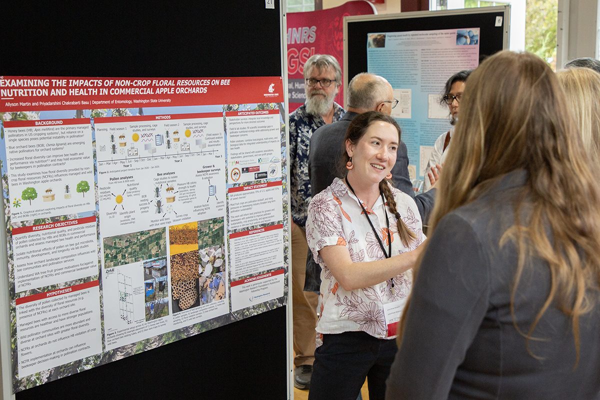 Allyson Martin presenting at the poster reception during the 2026 Local COLOSS North America Conference in Pullman, WA (June 8, 2026). 