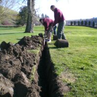 Men digging a trench.