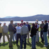 People standing around.