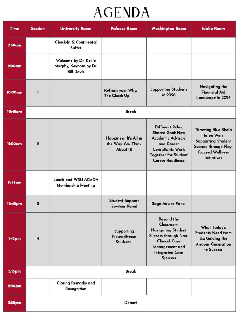 A picture of the agenda for the conference
