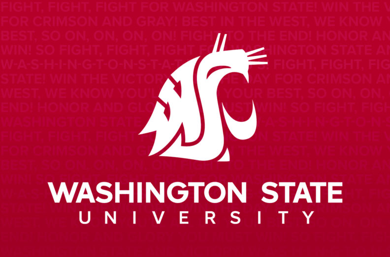 Cougar Spirit mark where the letters W, S, and U form a cougar head. Washington State University.