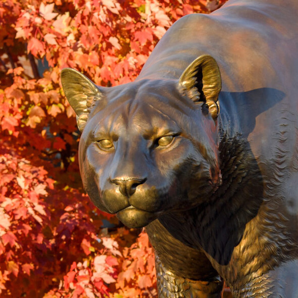 Bronze Cougar Pride statue on the WSU Pullman campus.