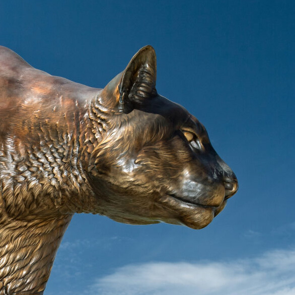 Bronze Cougar Pride statue on the WSU Pullman campus.