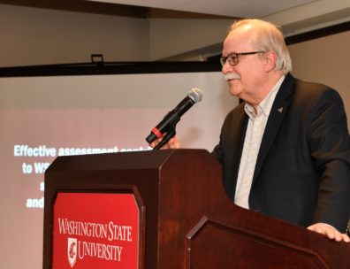 Interim Provost Bryan Slinker speaking at 2019 Celebration of Assessment Excellence.