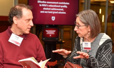 Phyllis Erdman and David Marcus in conversation at 2019 Celebration of Assessment Excellence.