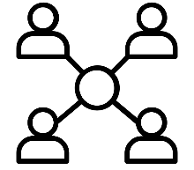 Network of people representing consultations and workshops.