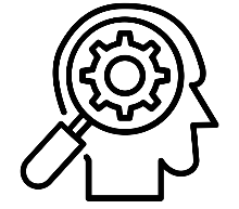 Magnifying glass inspecting the gears turning inside of a mind representing designing effective assignments.