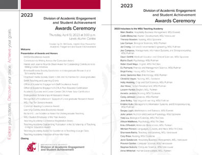 Screenshot of the program for the 2023 DAESA Awards Ceremony — see link below.