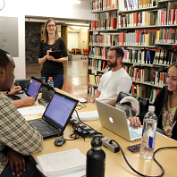 Students working on an assignment at the WSU Holland Library.