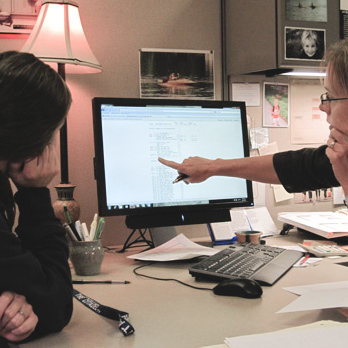 A student being advised on what courses to register for.