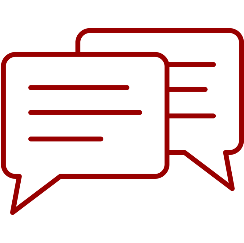 Speech bubbles signifying the NACE career readiness competency “Communication.”