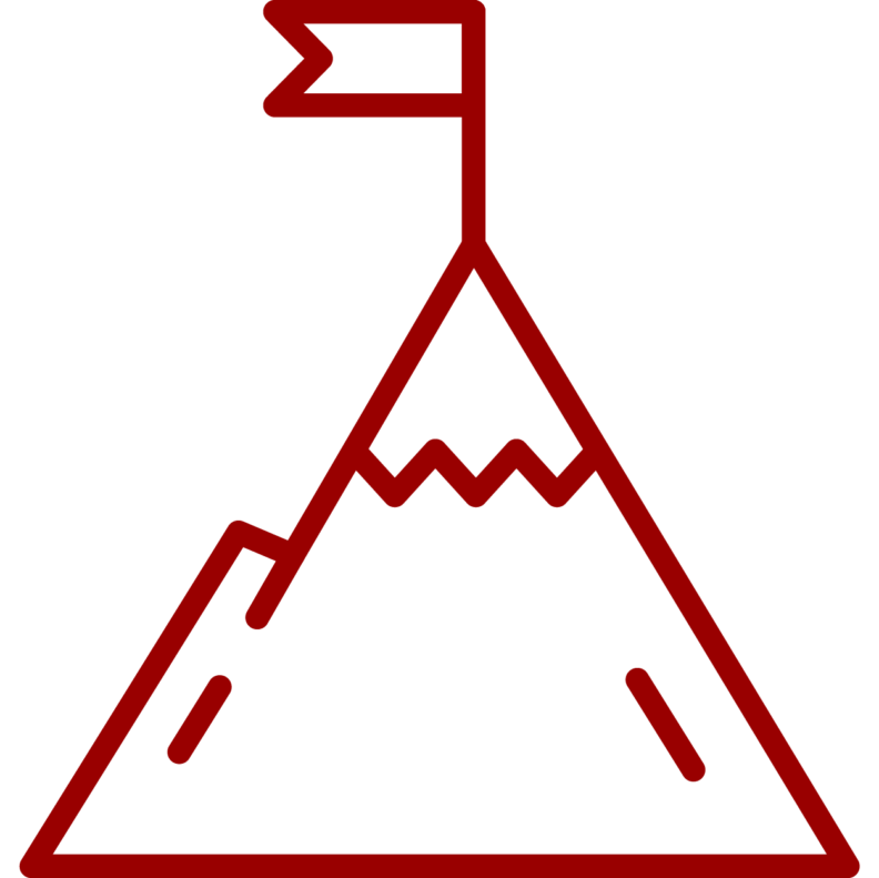 Flag planted on a mountain peak signifying the NACE career readiness competency “Leadership.”