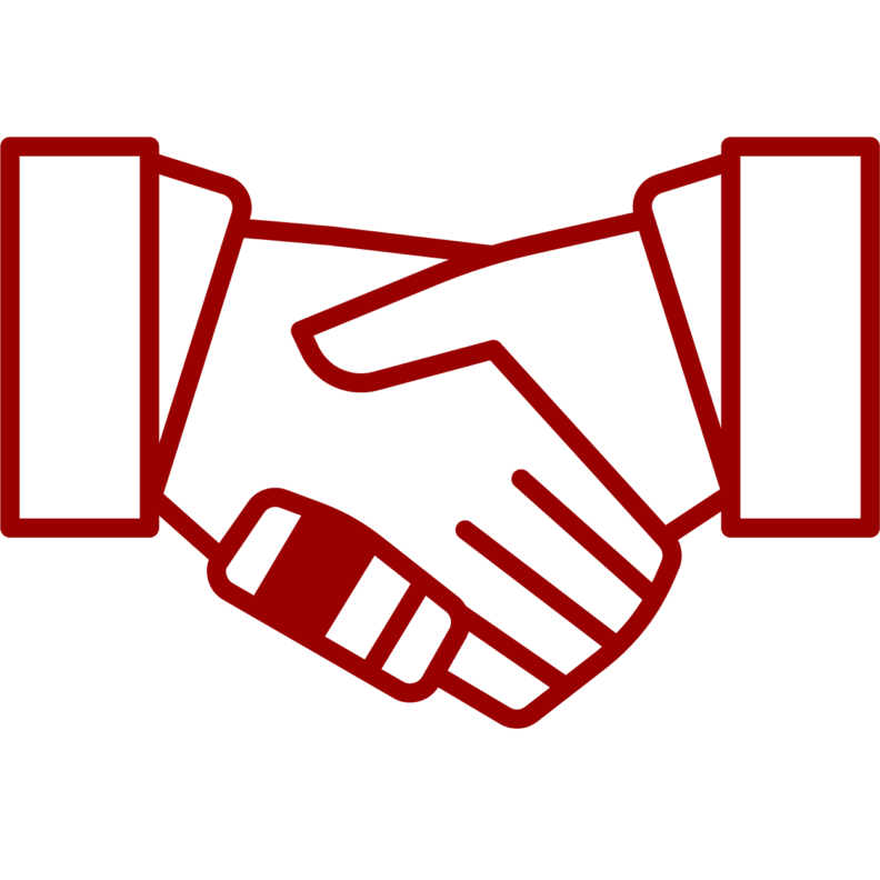 Two hands clasped together in a handshake signifying the NACE career readiness competency of “Teamwork.”