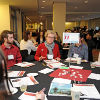 Students listening to Lori Carris about Graduate School.