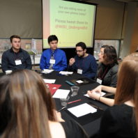 Mary Sanchez Lanier speaking to the students at her table.