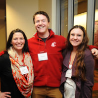 April Seehafer, Garrett Kalt, and Heidi Stallman pose together for the camera at the freshman scholars progression 2018 event