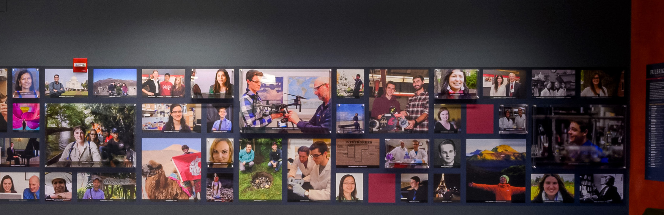 Right-hand side of the north wall of the Distinguished Scholars gallery.
