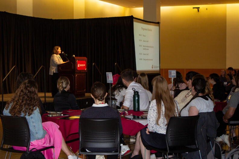 Full resolution of April Seehafer speaking at Progression 2024.