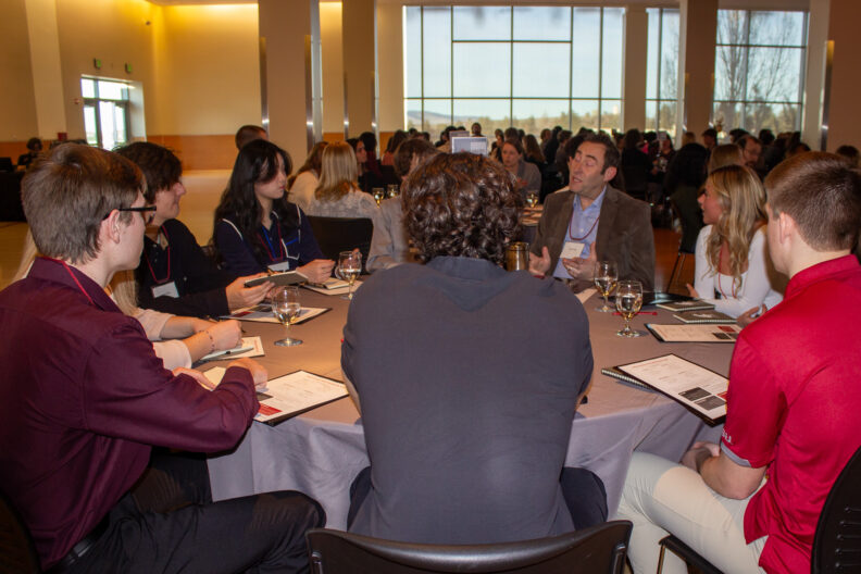Full resolution of Richard Elgar giving a table talk.