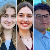 2024 Goldwater recipients Clara Ehinger, Julia Jitkov, and Brayan Osegueda Velazquez.