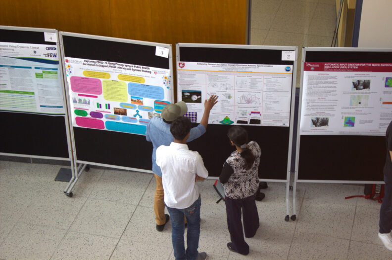Poster boards being used at the annual Summer Research Symposium event.